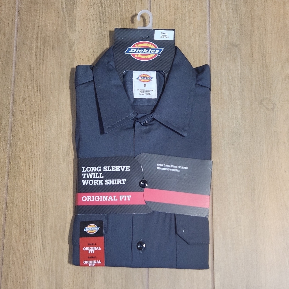 Dickies 574CH Men’s Small S Long Sleeve Twill Work Shirt Charcoal Gray NWT New